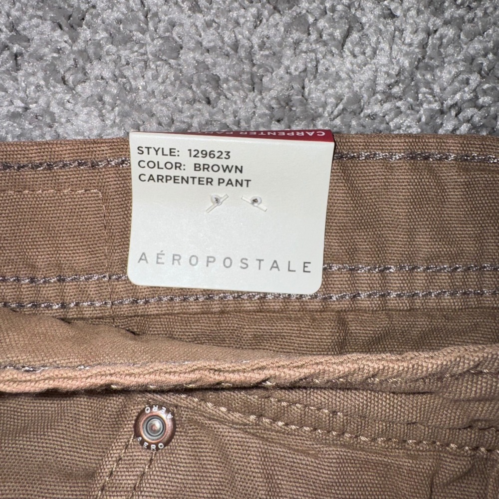 Aeropostale Carpenter Pant Mens Straight Leg Canvas Brown XL NEW - Picture 3 of 11